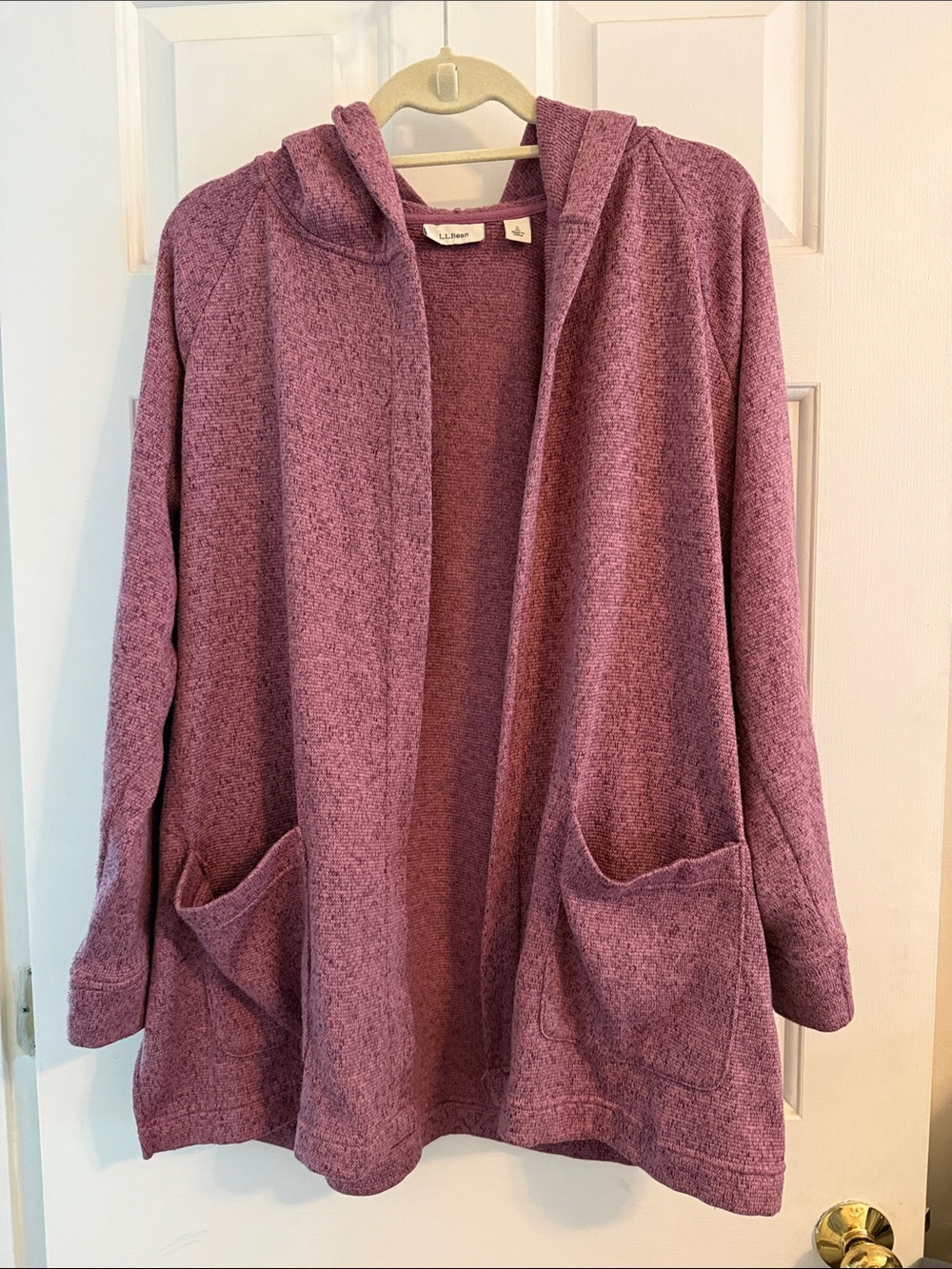 L.L.Bean Women’s Open Front Cardigan Hooded Sweater Purple Size Small 514010
